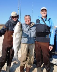 Mr. November: Doug Levian (middle) was deadly with his signature diamond jig lure, nailing back to back keeper bass