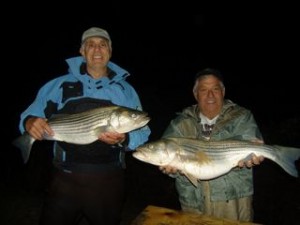 Dueling Stripers: One was a gift and the other was Dougie's second keeper of the weekend