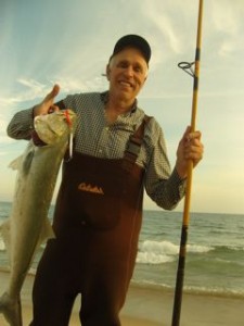 Big brother Frank landed this gangster bluefish in front of the Glass Houe j